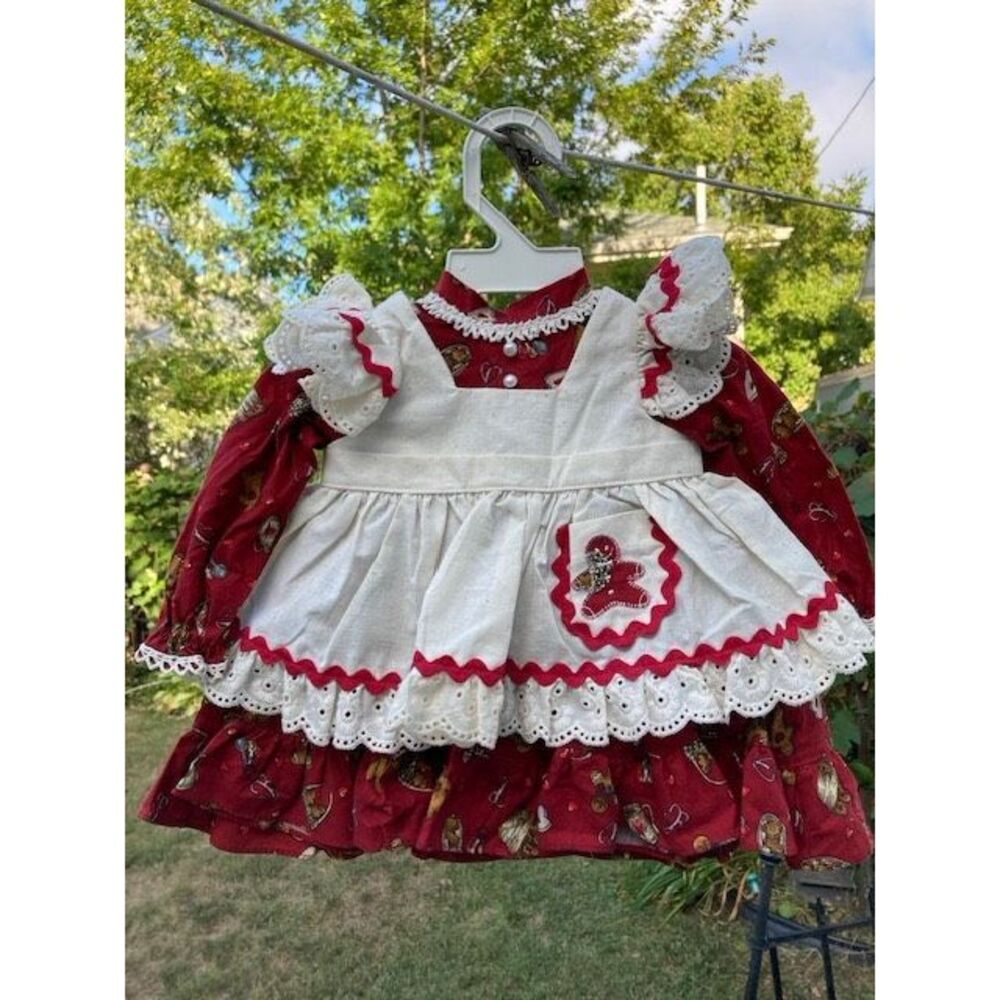 Authentic Lee Middleton Doll Dress 3 Piece Christmas Gingerbread Man EUC